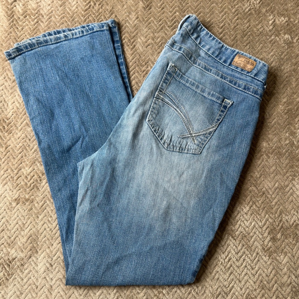Reign Women Medium Wash Bootcut Jeans Size 16 Regular Stretch Blue Denim
